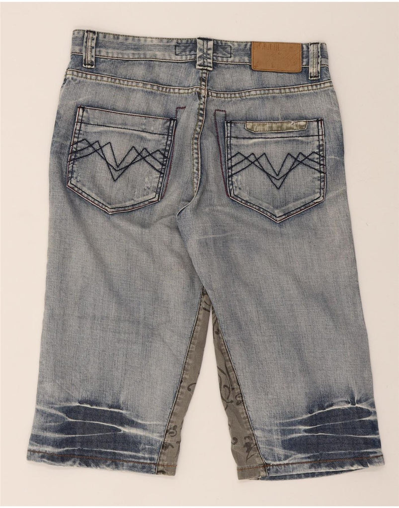 FISHBONE Mens Capri Jeans Medium W34 L18  Blue Colourblock Cotton Vintage Fishbone and Second-Hand Fishbone from Messina Hembry 