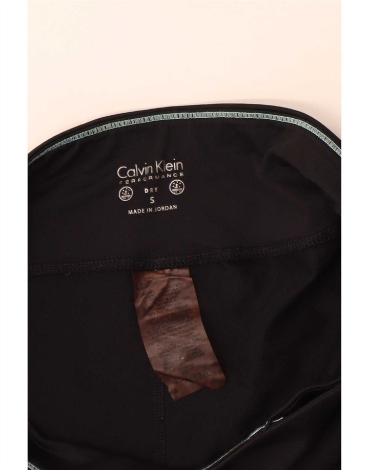 Calvin Klein Womens Graphic Leggings UK 10 Small Black Nylon