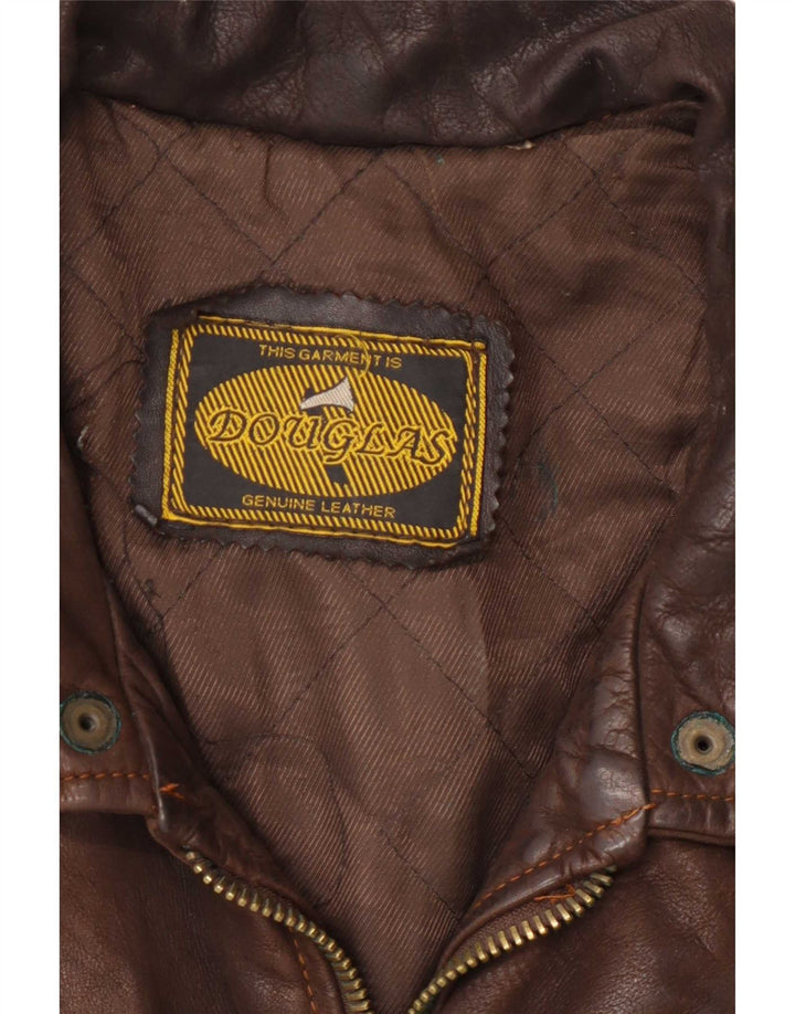 Douglas Mens Loose Fit Leather Jacket UK 38 Medium Brown
