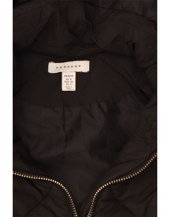 Topshop Womens Petite Hooded Oversized Padded Jacket UK 8 Small Black