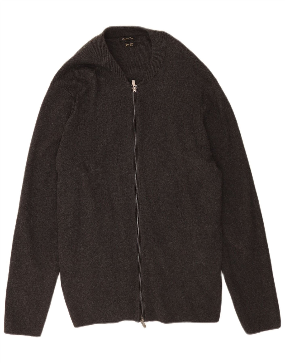 Massimo Dutti Mens Full Zip Cardigan Sweater XL Grey Cotton