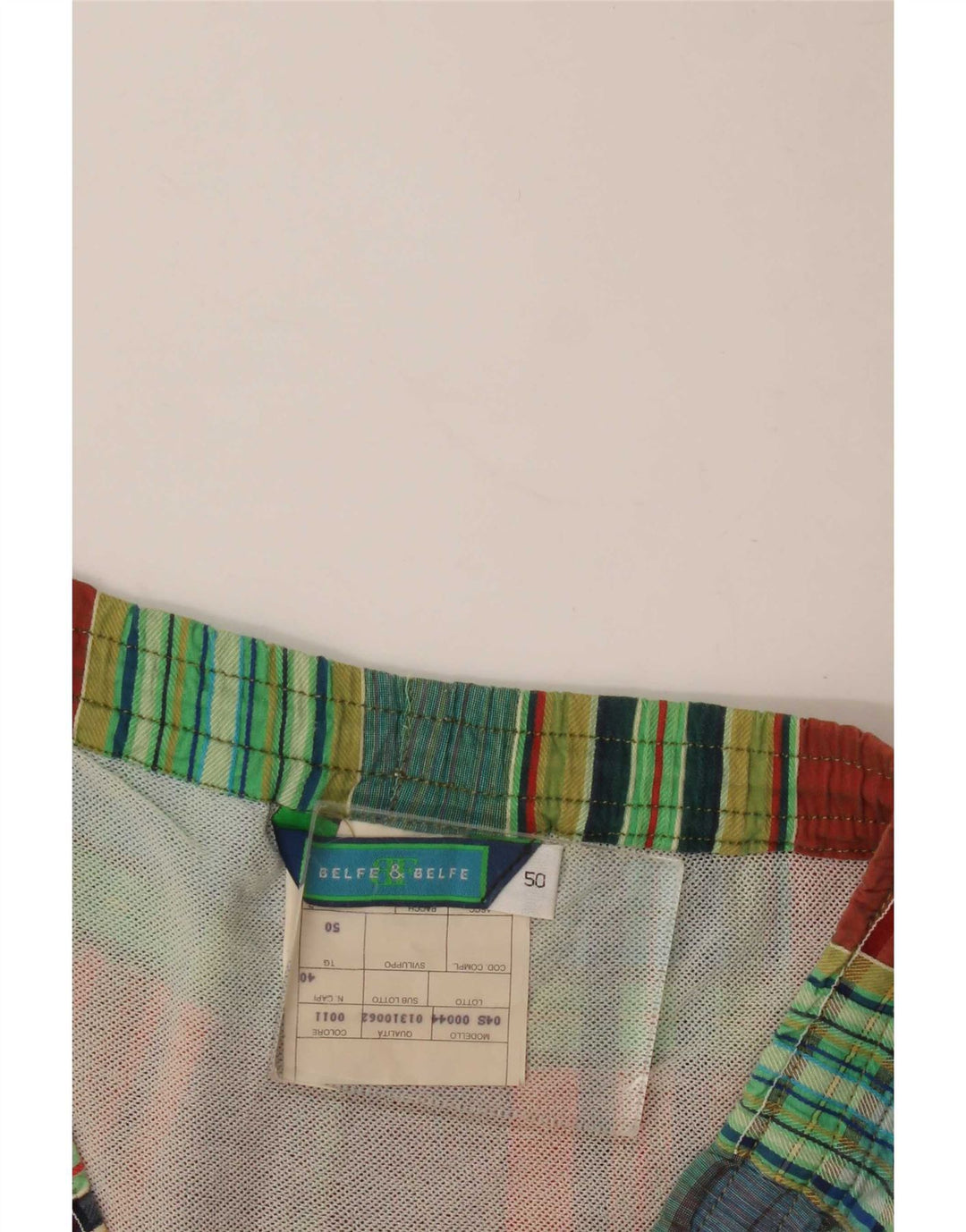 Belfe & Belfe Mens Swimming Shorts IT 50 Large Multicoloured Check Cotton
