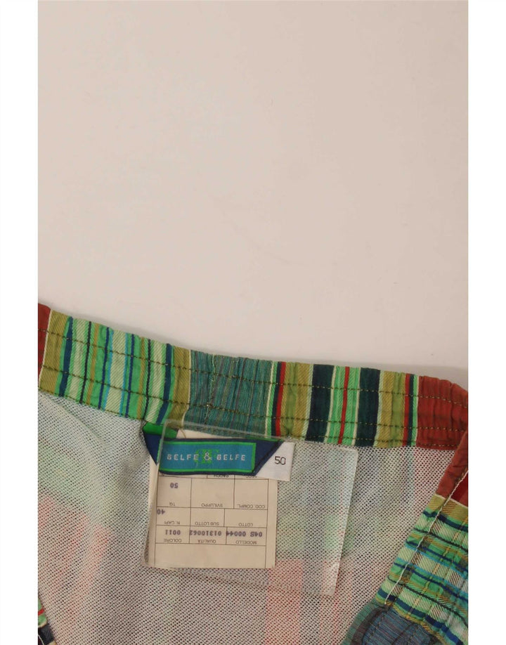 Belfe & Belfe Mens Swimming Shorts IT 50 Large Multicoloured Check Cotton