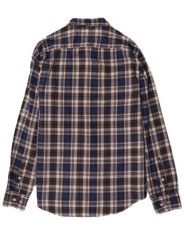 Tommy Hilfiger Mens New York Fit Flannel Shirt Large Blue Check Cotton