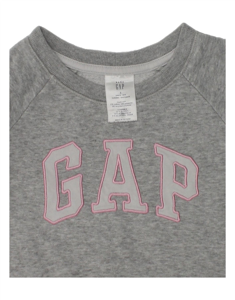 GAP Girls Graphic Sweatshirt Jumper 2-3 Years Grey Cotton | Vintage Gap | Thrift | Second-Hand Gap | Used Clothing | Messina Hembry 