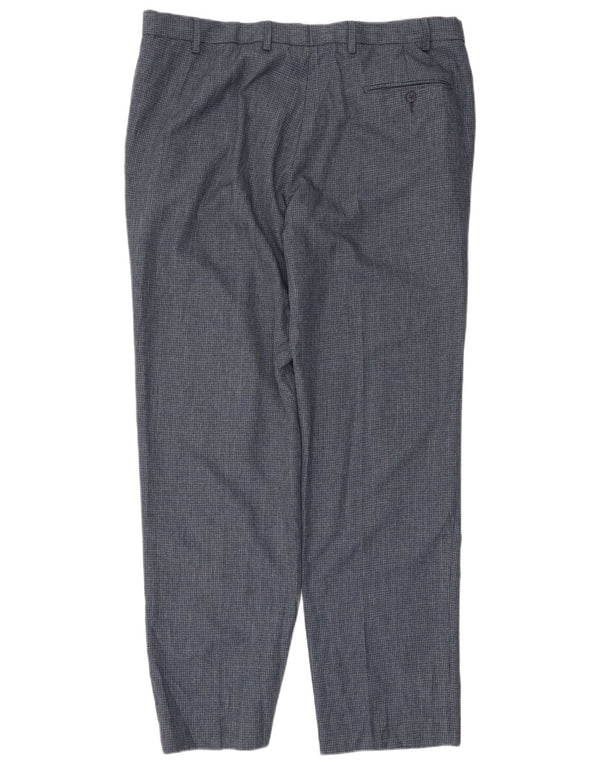 Marks & Spencer Mens Tailored Tapered Suit Trousers W40 L33 Blue Check
