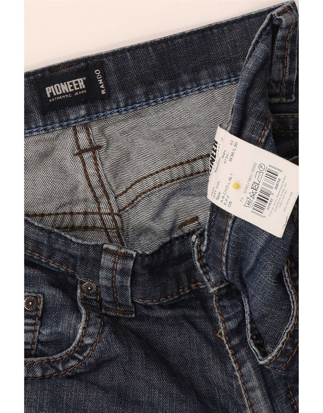 Pioneer Mens Straight Jeans W36 L30 Blue Cotton