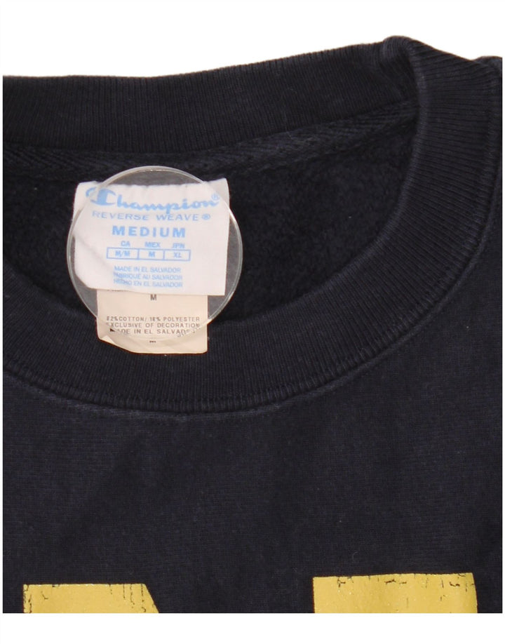 Champion Mens Reverse Weave Graphic Sweatshirt Jumper Medium Navy Blue