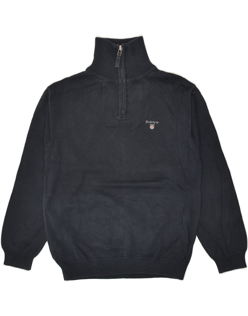 GANT Boys Zip Neck Jumper Sweater 7-8 Years Medium  Navy Blue Cotton | Vintage Gant | Thrift | Second-Hand Gant | Used Clothing | Messina Hembry 