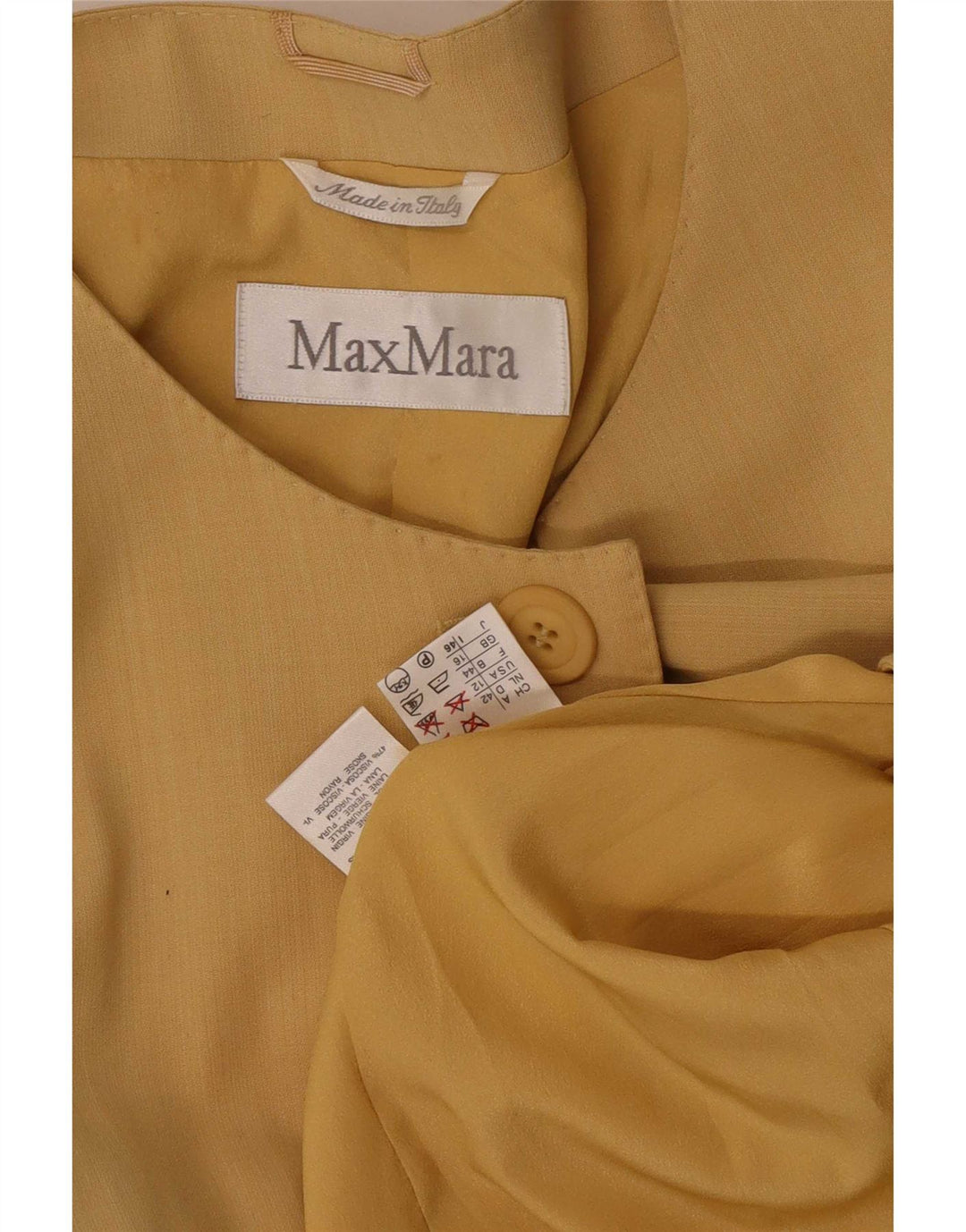 Max Mara Womens Longline 1 Button Blazer Jacket UK 16 Large Yellow