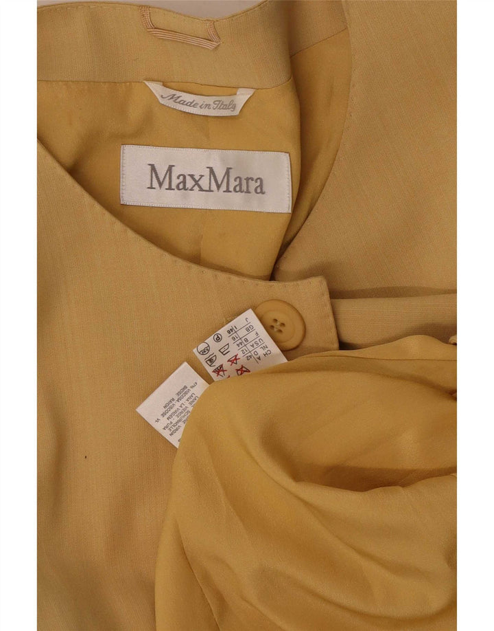 Max Mara Womens Longline 1 Button Blazer Jacket UK 16 Large Yellow