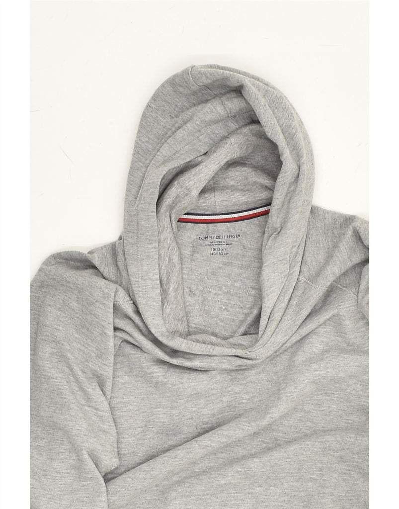 TOMMY HILFIGER Girls Hooded Jumper Dress 10-11 Years Grey Cotton | Vintage Tommy Hilfiger | Thrift | Second-Hand Tommy Hilfiger | Used Clothing | Messina Hembry 