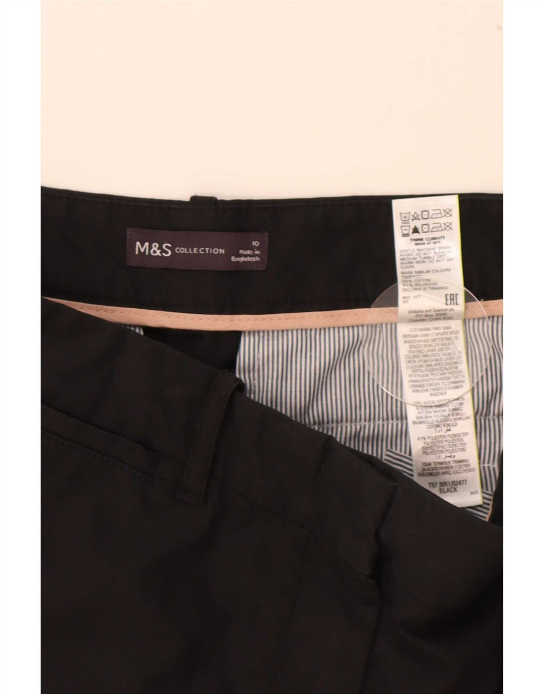 Marks & Spencer Womens Chino Shorts UK 10 Small W28 Black Cotton
