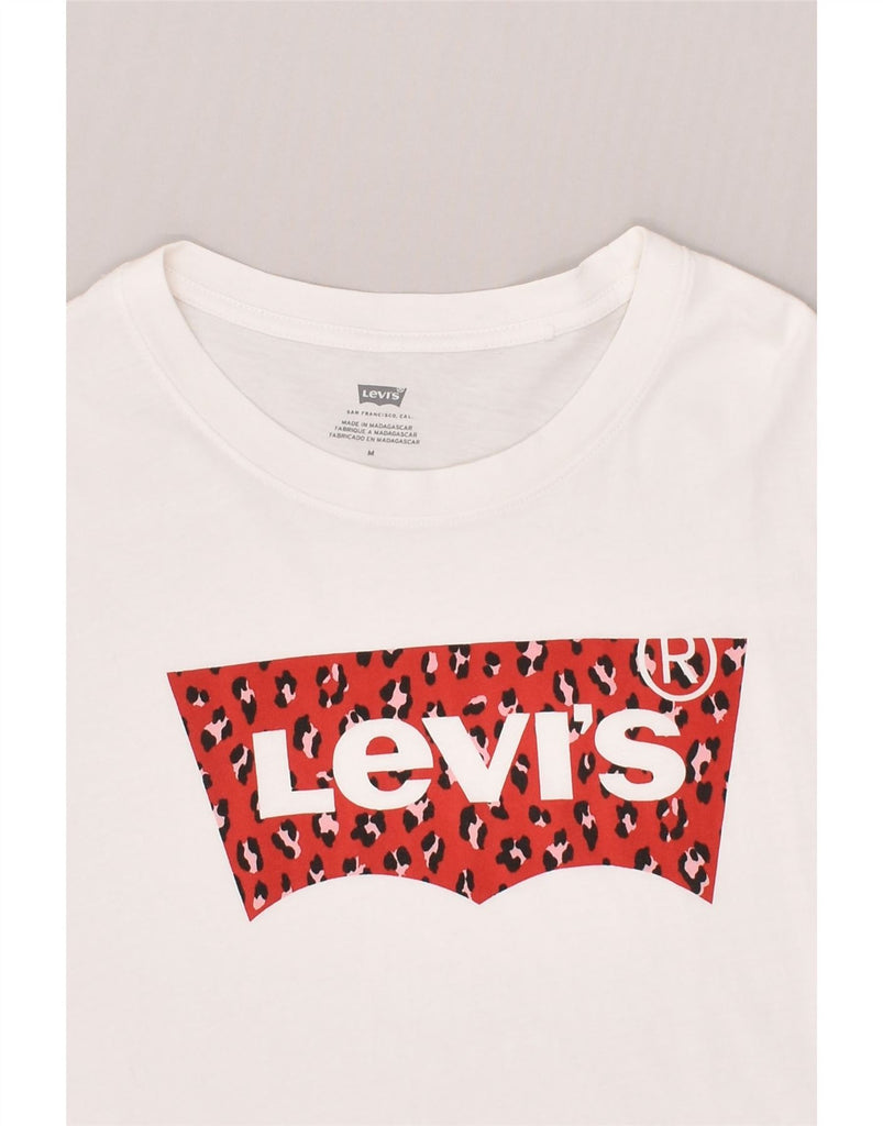 LEVI'S Womens Graphic T-Shirt Top UK 12 Medium White Cotton | Vintage Levi's | Thrift | Second-Hand Levi's | Used Clothing | Messina Hembry 