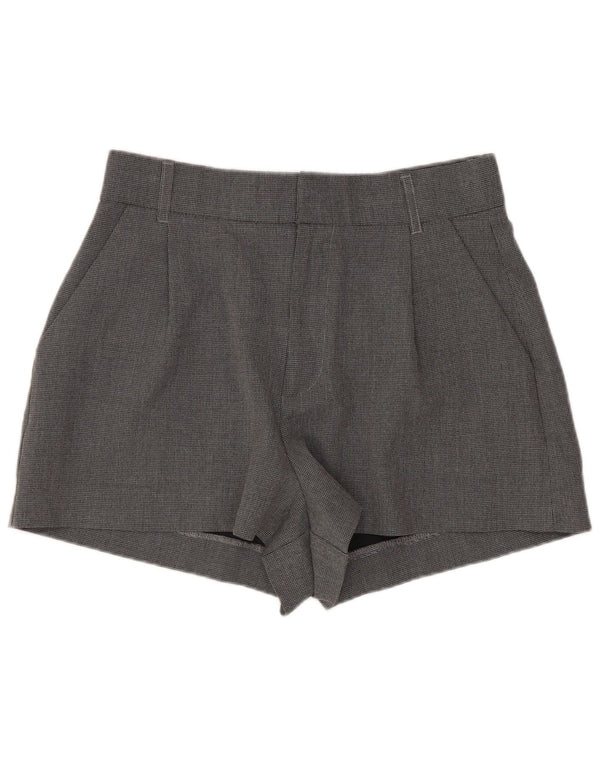 Zara Womens High Waist Hot Pants Medium W28 Grey Houndstooth