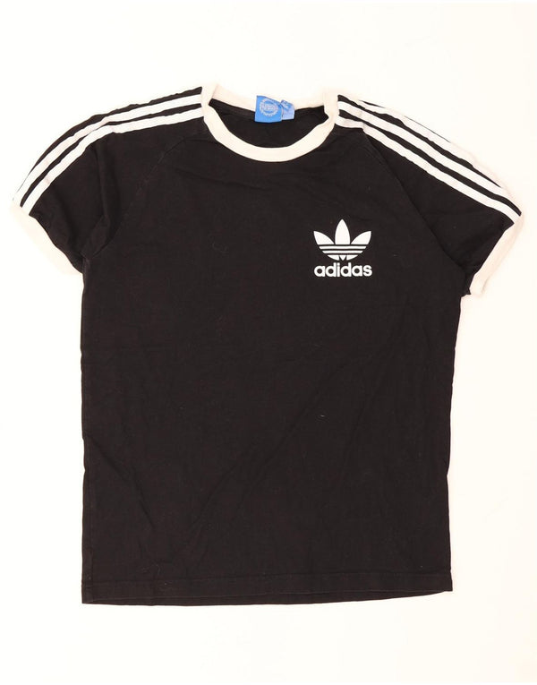 ADIDAS Womens T-Shirt Top UK 12 Medium Black Colourblock Cotton