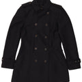 Zara Womens Double Breasted Trench Coat UK 10 Small Navy Blue Polyester