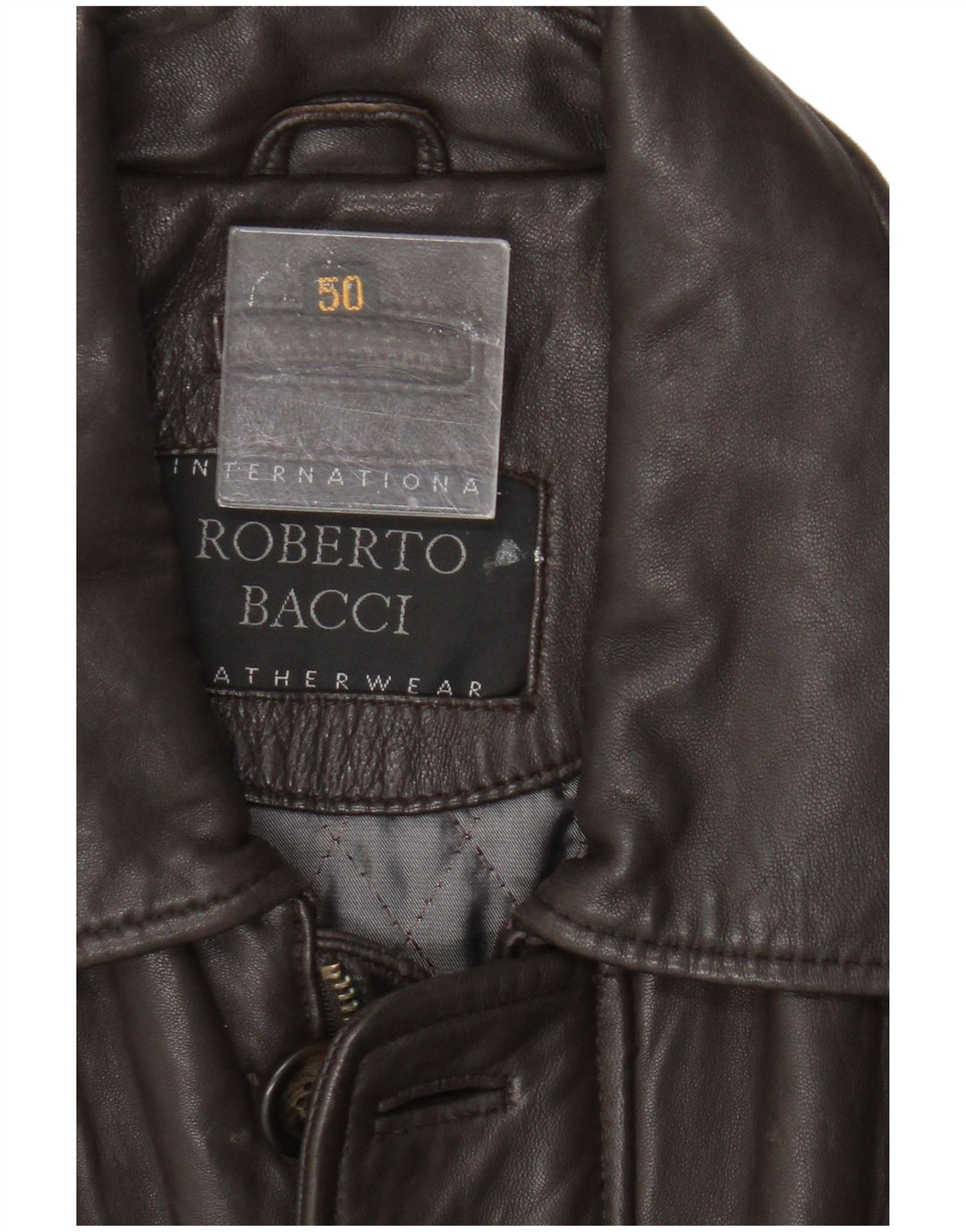 Vintage Mens Leather Jacket IT 50 Large Brown Leather