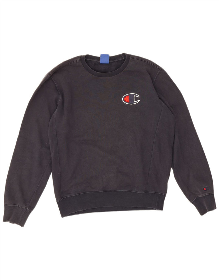 Champion Mens Sweatshirt Jumper Medium Navy Blue Cotton