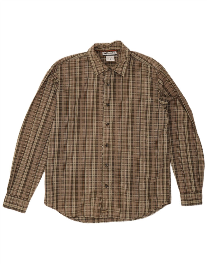 Columbia Mens Shirt Medium Brown Check Cotton