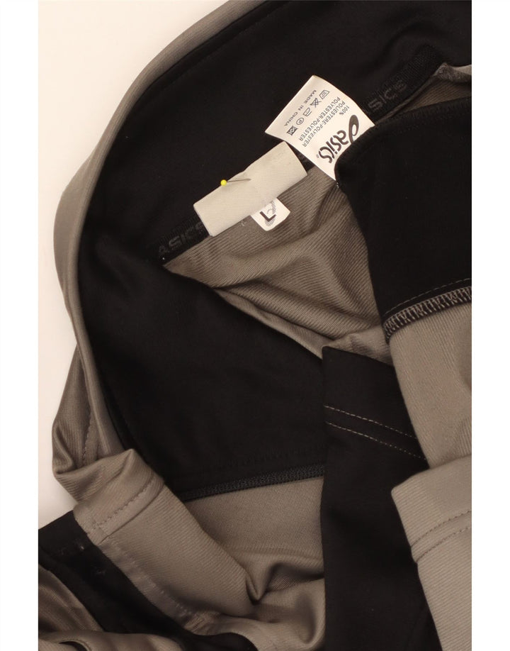 Asics Mens Tracksuit Top Jacket Large Grey Colourblock Polyester