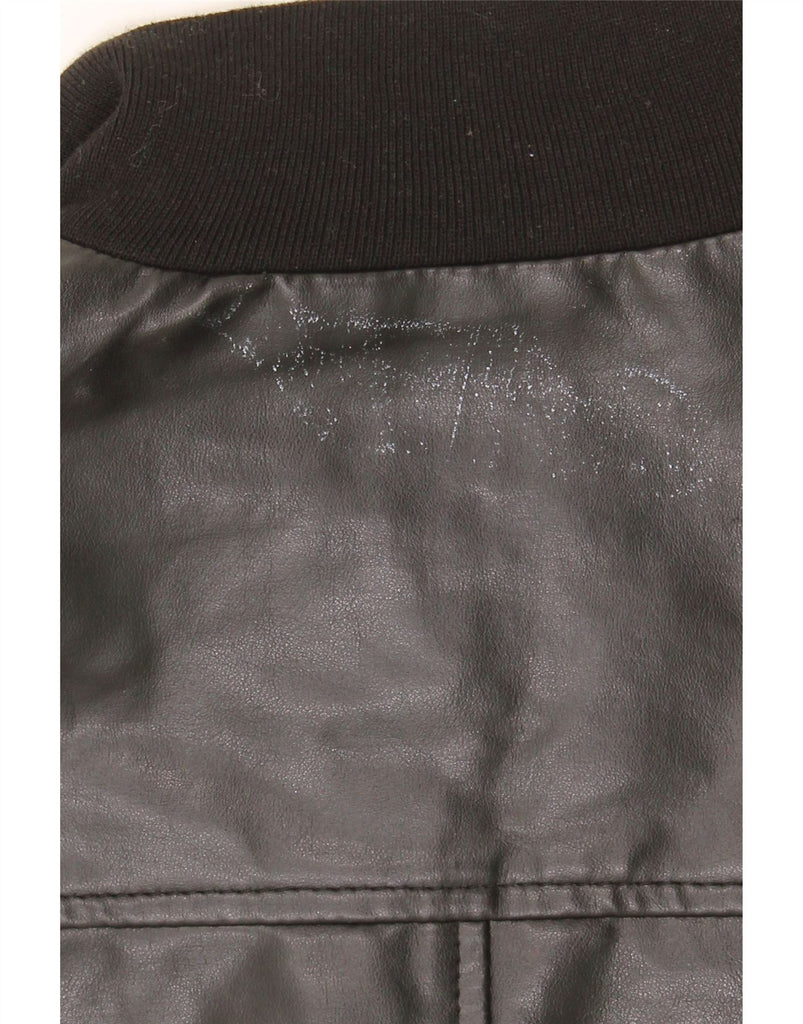 REPORTAGE Mens Faux Leather Bomber Jacket UK 40 Large Black Vintage Reportage and Second-Hand Reportage from Messina Hembry 