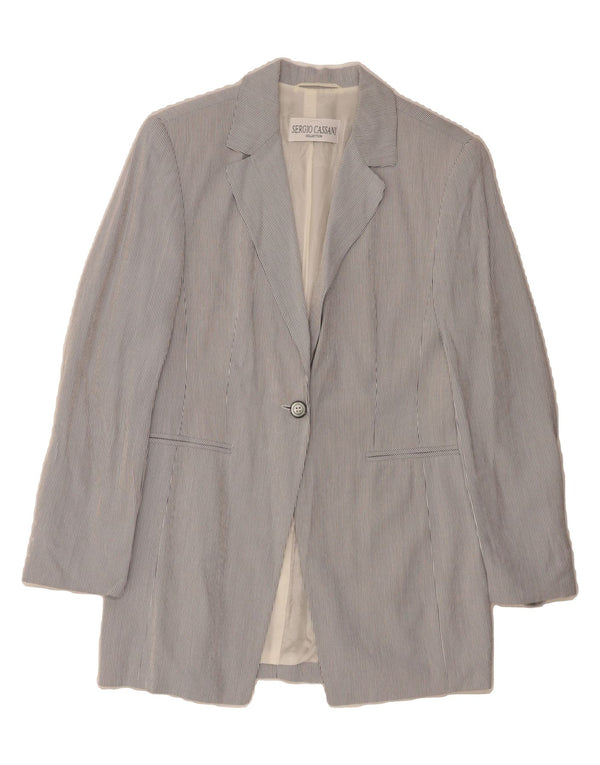 SERGIO CASSANI Womens 2 Piece Suit EU 38 Medium W28 L31 Grey Pinstripe