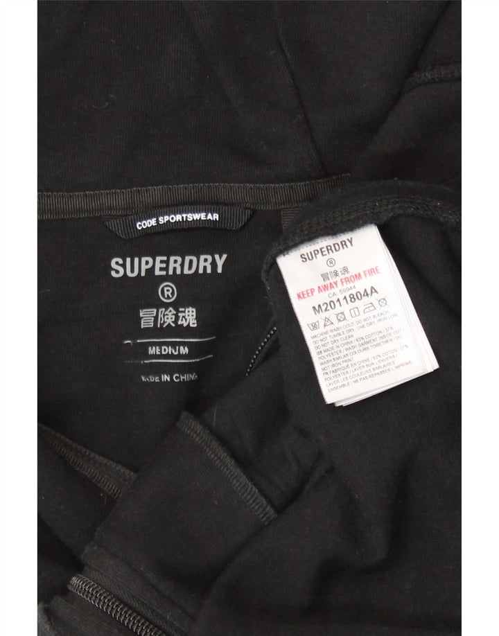 Superdry Mens Zip Hoodie Sweater Medium Black Cotton