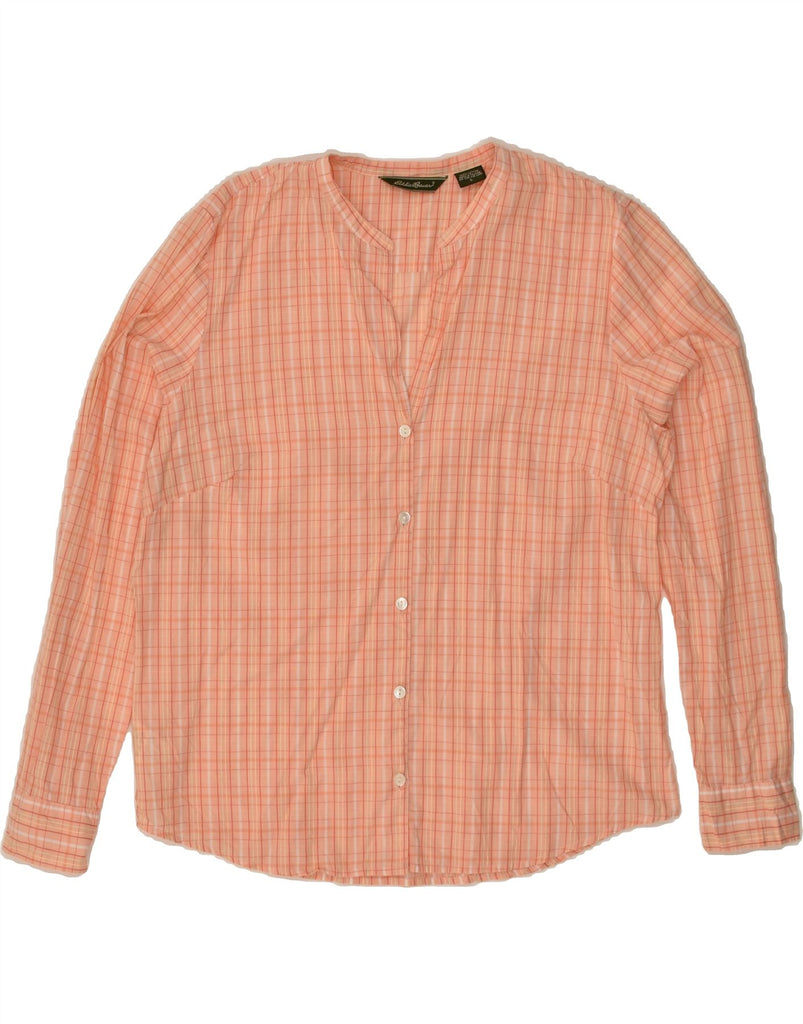 EDDIE BAUER Womens Shirt UK 14 Large Orange Check Cotton | Vintage Eddie Bauer | Thrift | Second-Hand Eddie Bauer | Used Clothing | Messina Hembry 