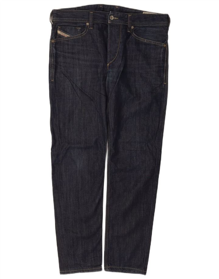 Diesel Mens Koolter Regular Slim Tapered Jeans 32 L30 Navy Blue Cotton