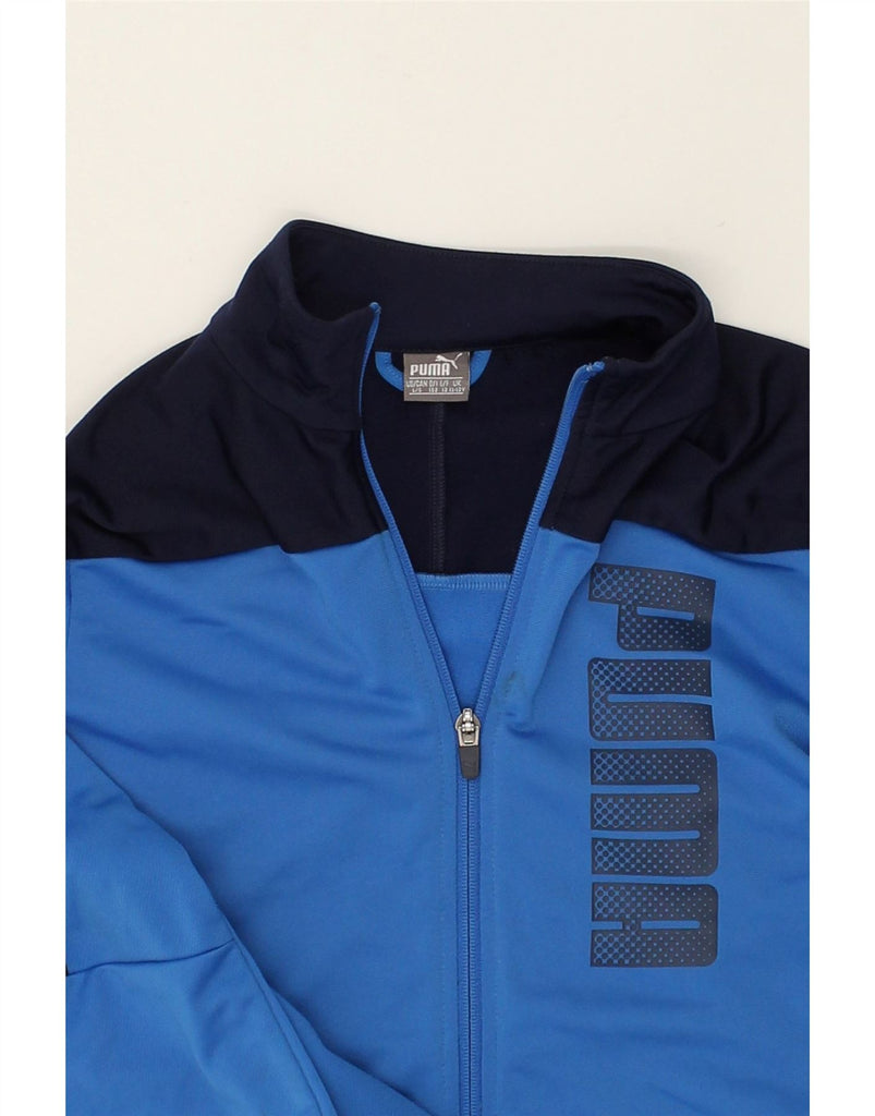 PUMA Boys Graphic Tracksuit Top Jacket 11-12 Years Blue Colourblock | Vintage Puma | Thrift | Second-Hand Puma | Used Clothing | Messina Hembry 