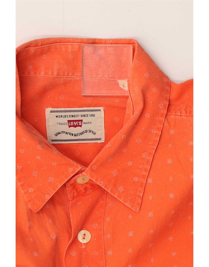 Levi's Mens Short Sleeve Shirt Large Orange Spotted