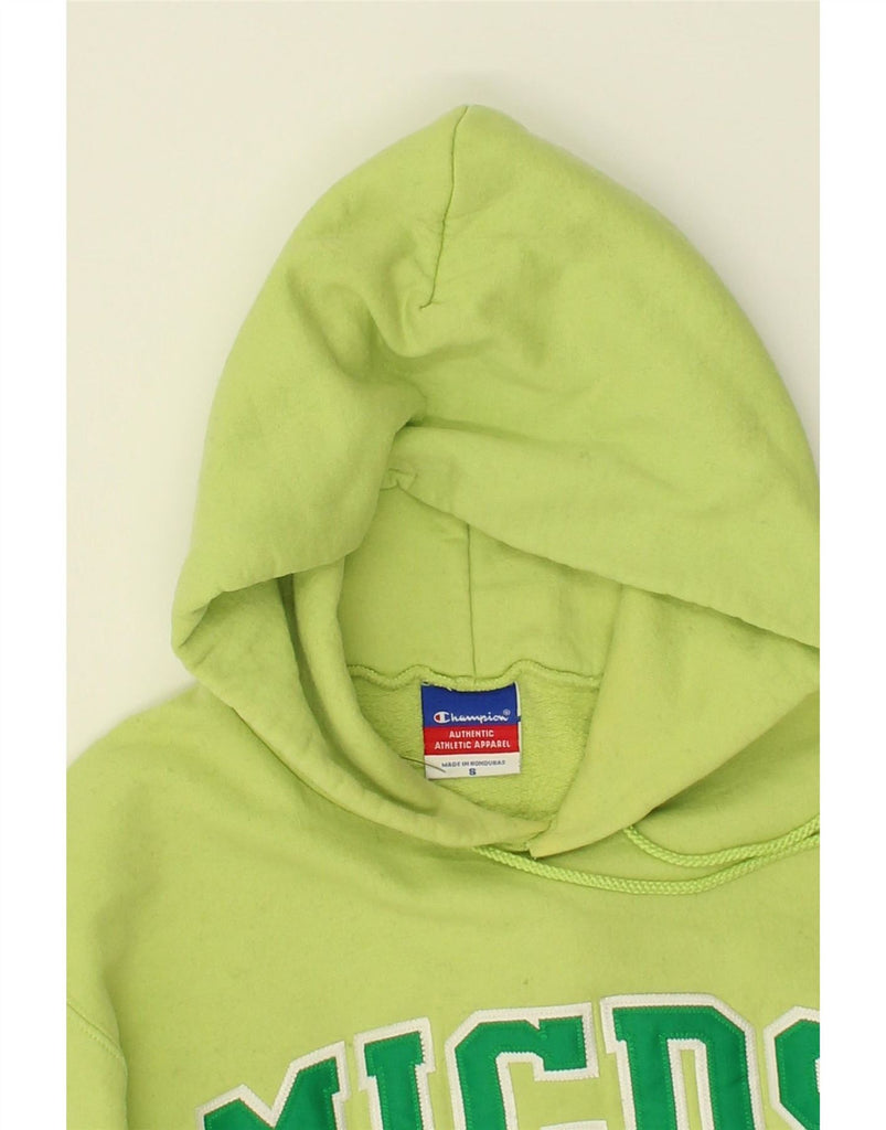 CHAMPION Mens Graphic Hoodie Jumper Small Green Cotton Vintage Champion and Second-Hand Champion from Messina Hembry 