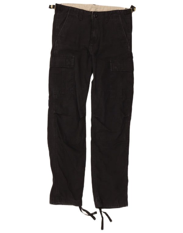 Carhartt Mens Straight Cargo Trousers W28 L30 Black Pinstripe Cotton