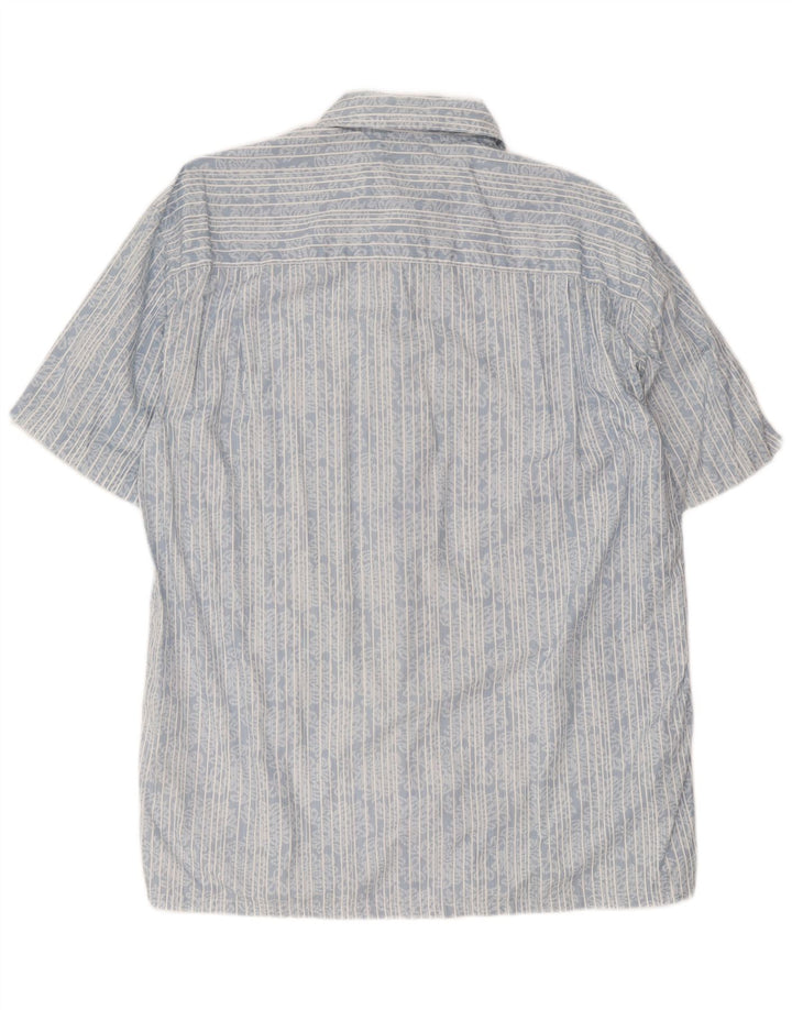 Nautica Mens Short Sleeve Shirt Large Blue Striped Cotton