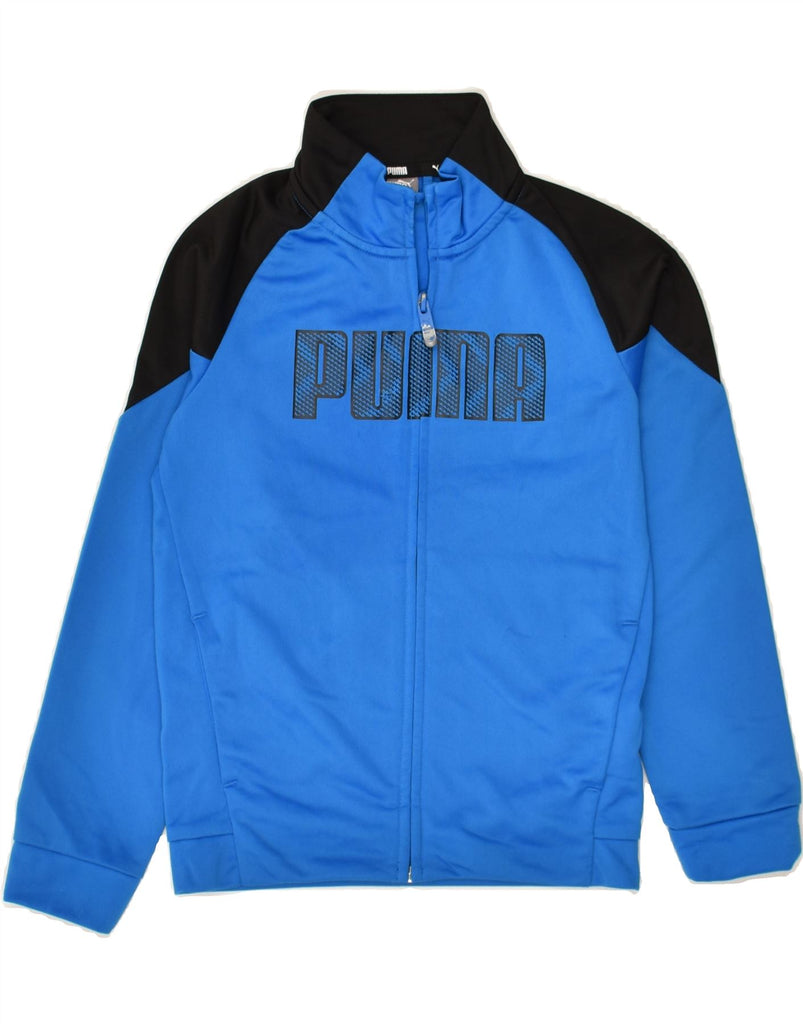 PUMA Boys Graphic Tracksuit Top Jacket 7-8 Years Blue Colourblock | Vintage Puma | Thrift | Second-Hand Puma | Used Clothing | Messina Hembry 