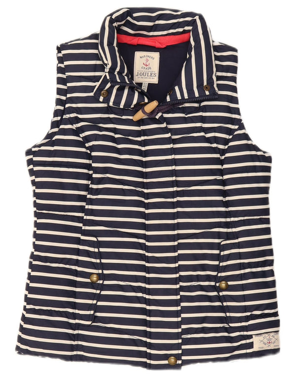 Joules Womens Padded Gilet UK 12 Medium Navy Blue Striped Nautical