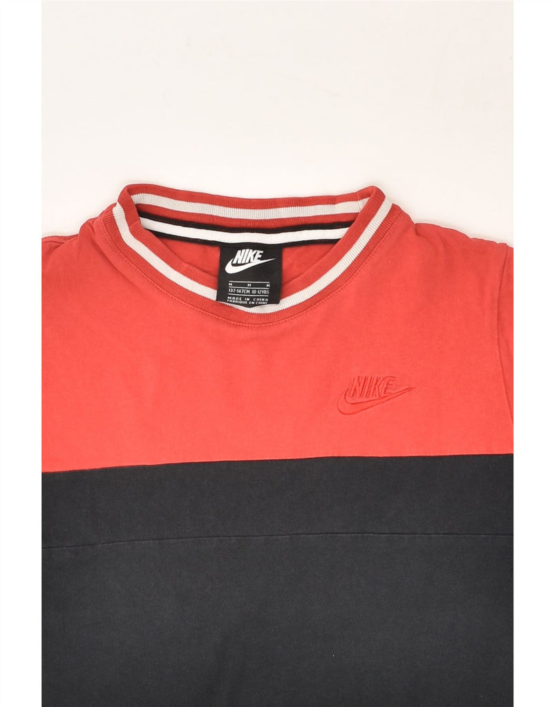 NIKE Boys T-Shirt Top 10-11 Years Medium Red Colourblock Cotton | Vintage Nike | Thrift | Second-Hand Nike | Used Clothing | Messina Hembry 