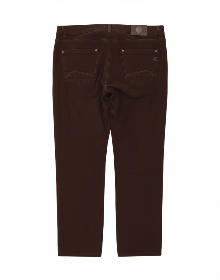 TRUSSARDI Mens Straight Casual Trousers W40 L34 Brown Cotton
