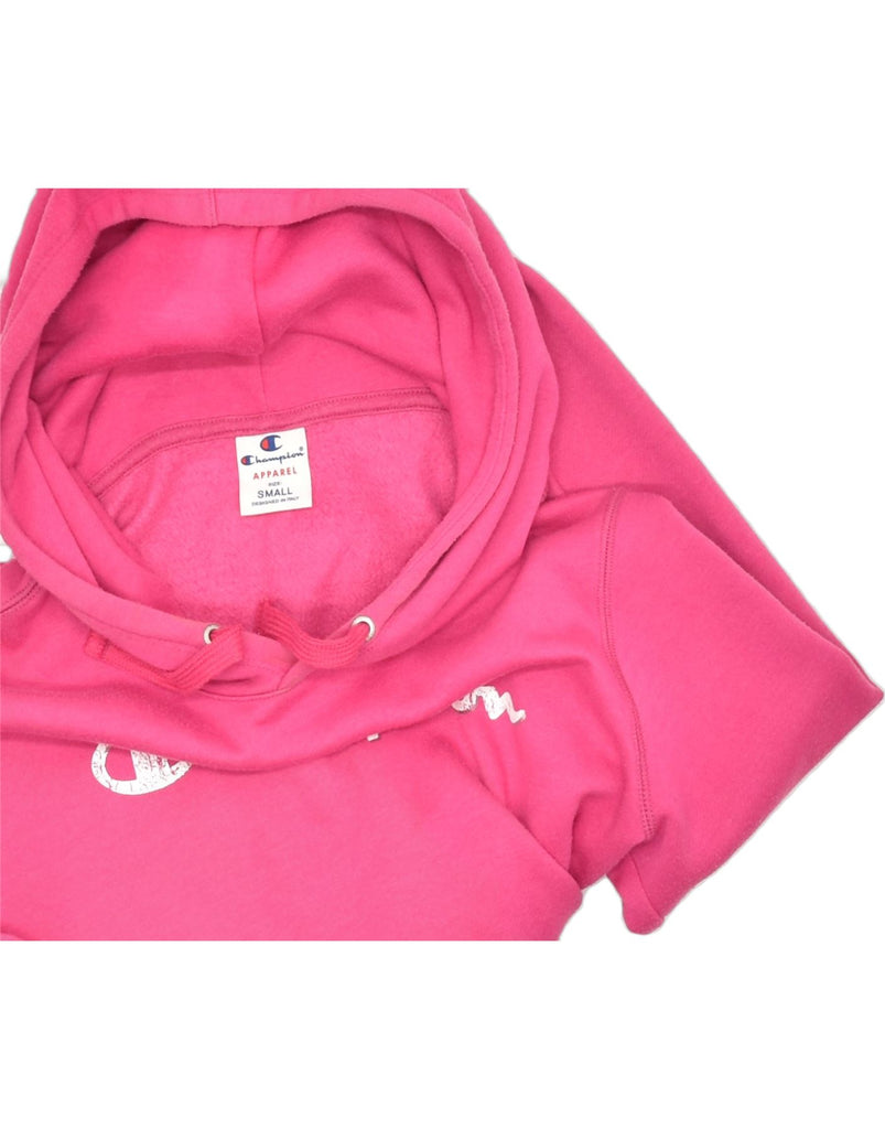 CHAMPION Womens Graphic Hoodie Jumper UK 10 Small Pink Cotton | Vintage | Thrift | Second-Hand | Used Clothing | Messina Hembry 