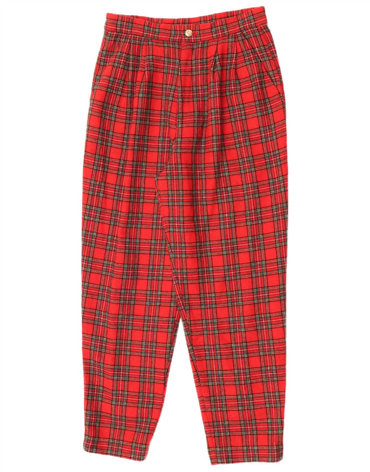 VINTAGE Womens Pegged Chino Trousers W25 L26 Red Check
