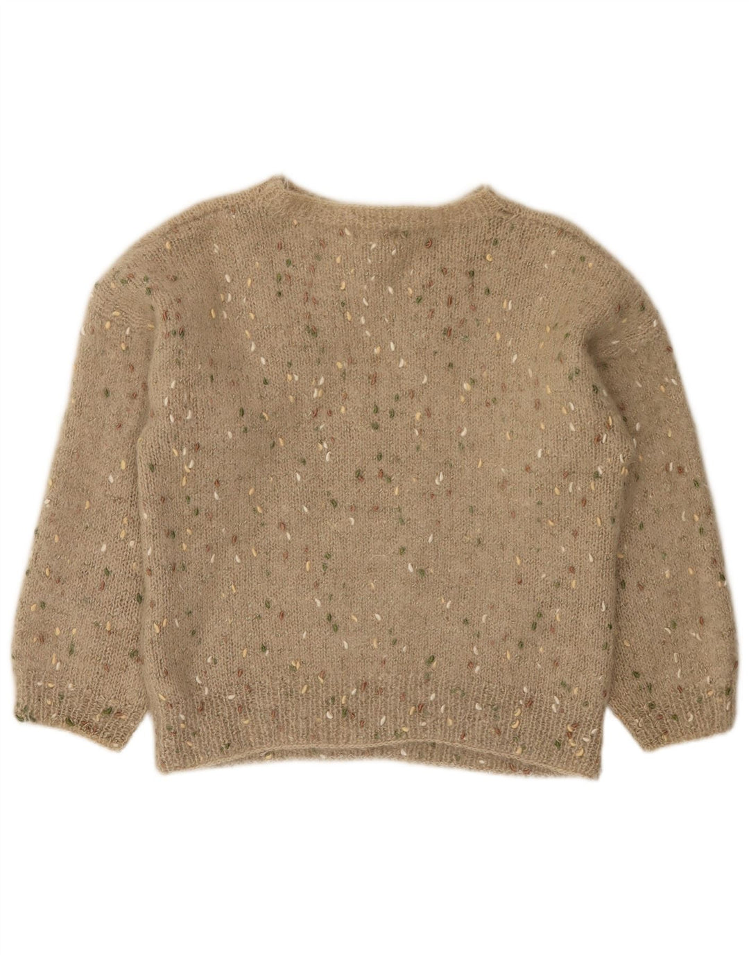 Vintage Womens Boat Neck Jumper Sweater UK 12 Medium Beige Argyle/Diamond