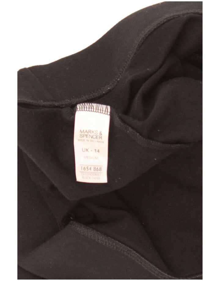 Marks & Spencer Womens Tracksuit Trousers UK 14 Large Black Cotton
