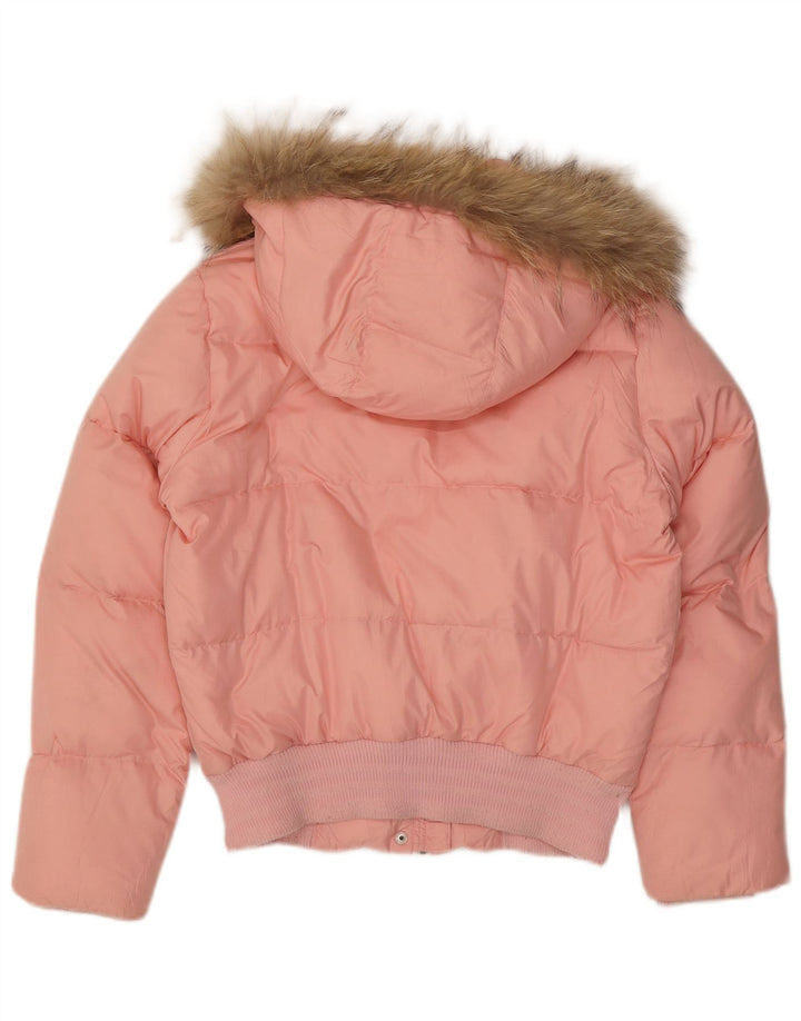 Adidas Womens Hooded Padded Jacket UK 12 Medium  Pink Polyester