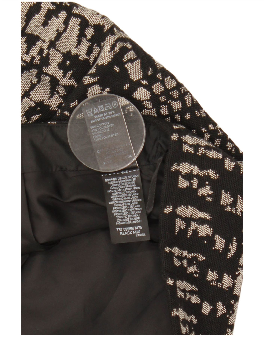 Marks & Spencer Womens Mini Skirt UK 12 Medium W31 Black Geometric Cotton