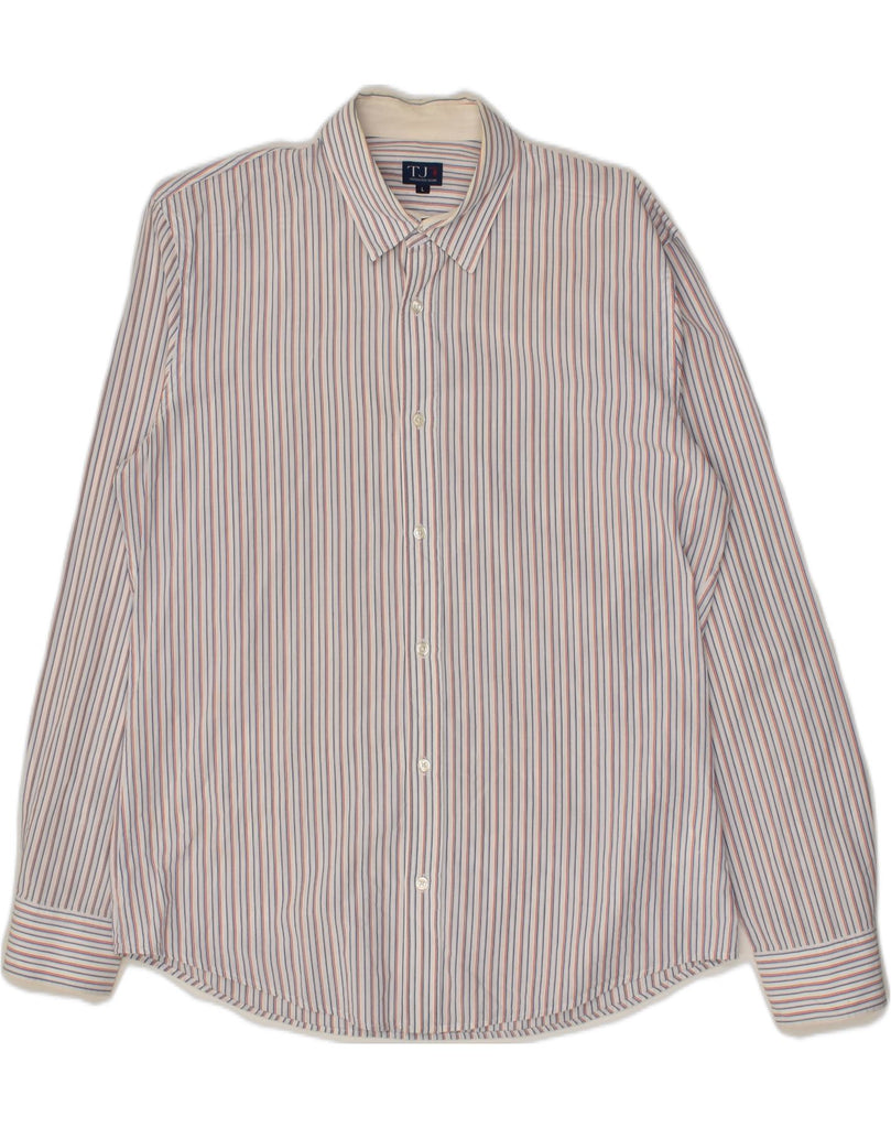 TRUSSARDI Mens Slim Shirt Large Blue Striped | Vintage Trussardi | Thrift | Second-Hand Trussardi | Used Clothing | Messina Hembry 