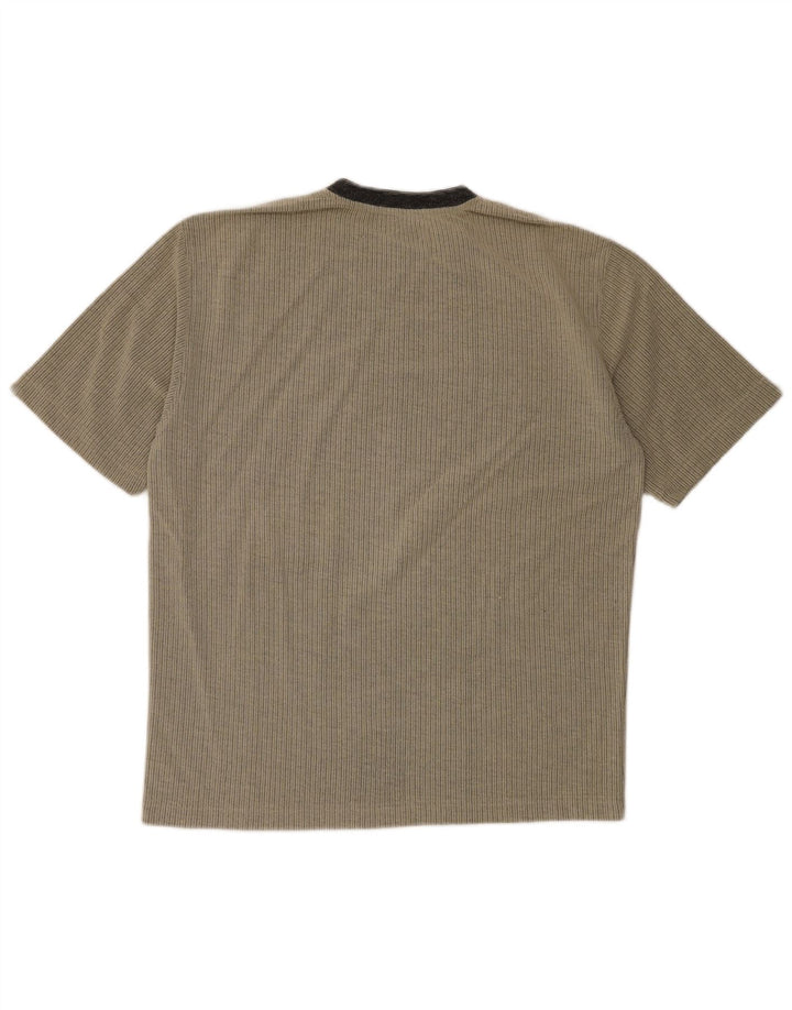 Tessitore Mens T-Shirt Top Large Grey Pinstripe