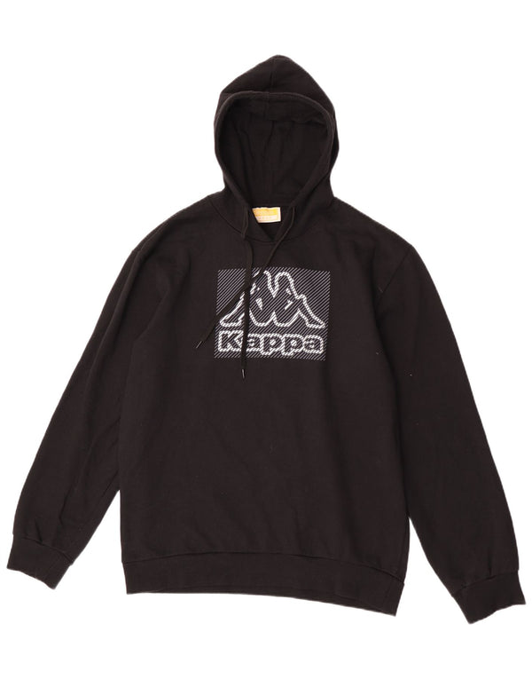 Kappa Womens Graphic Hoodie Jumper Large Black Cotton