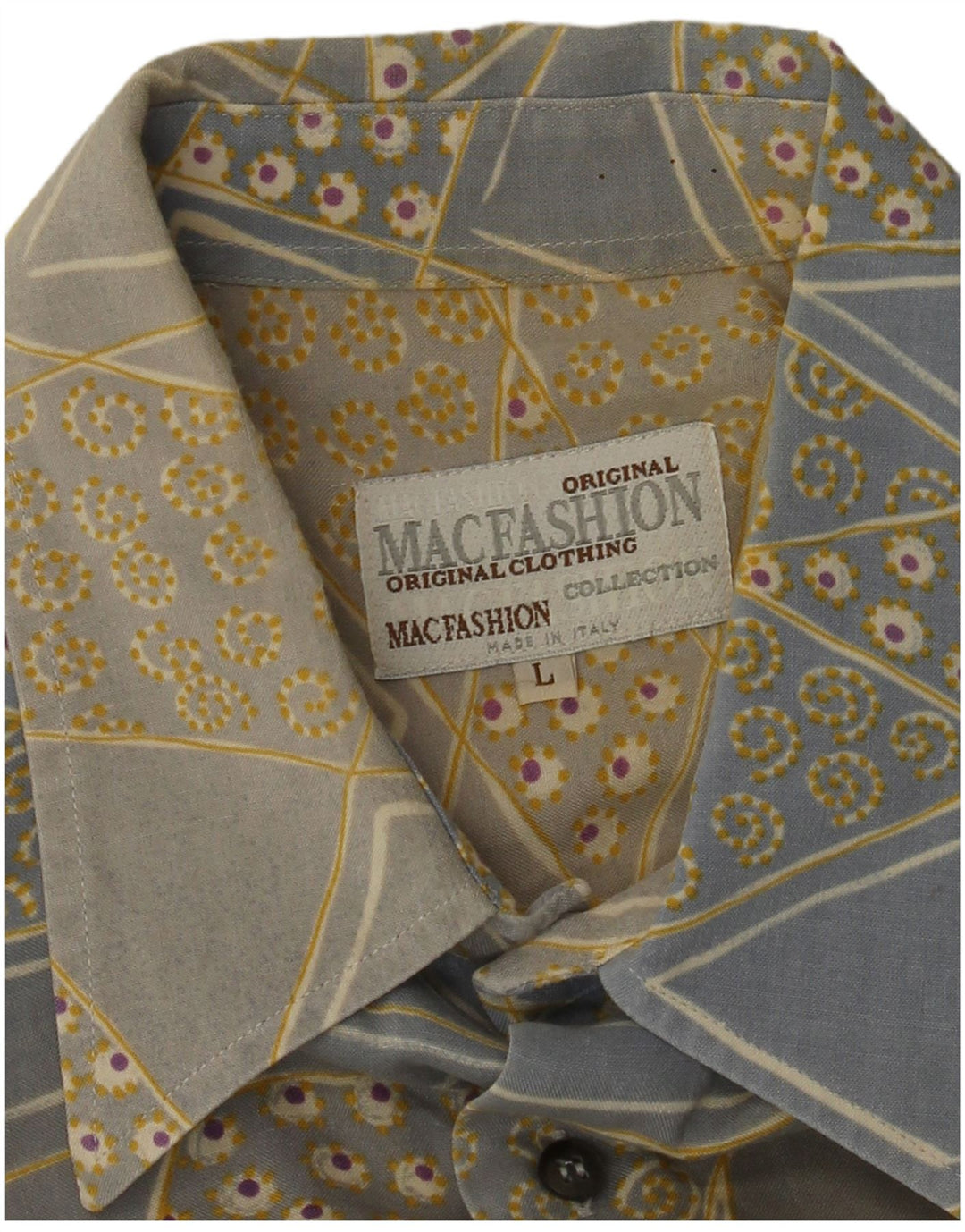 MAC FASHION Mens Short Sleeve Shirt Large Blue Geometric