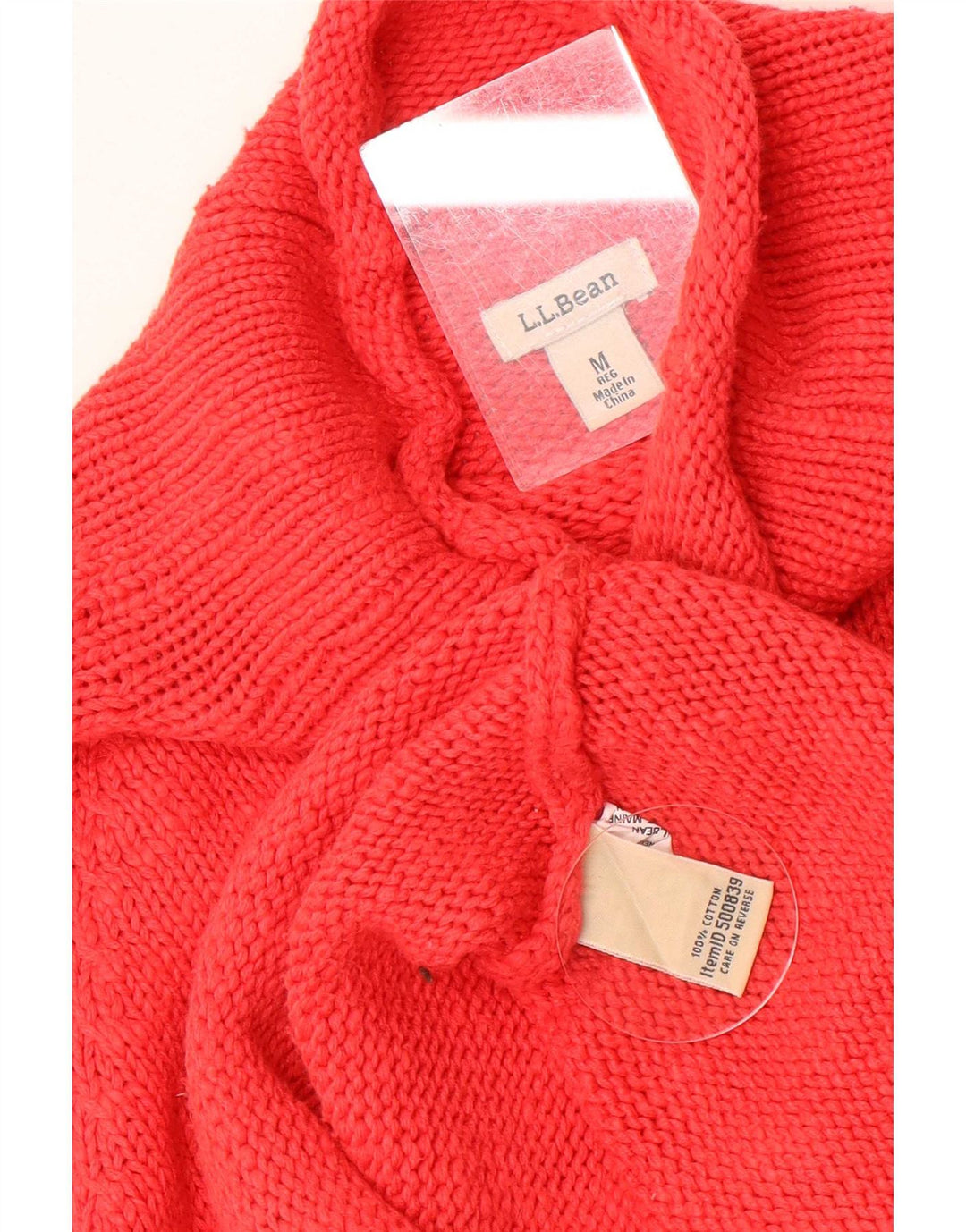L.L.Bean Womens Turtle Neck Jumper Sweater UK 12 Medium Red Cotton
